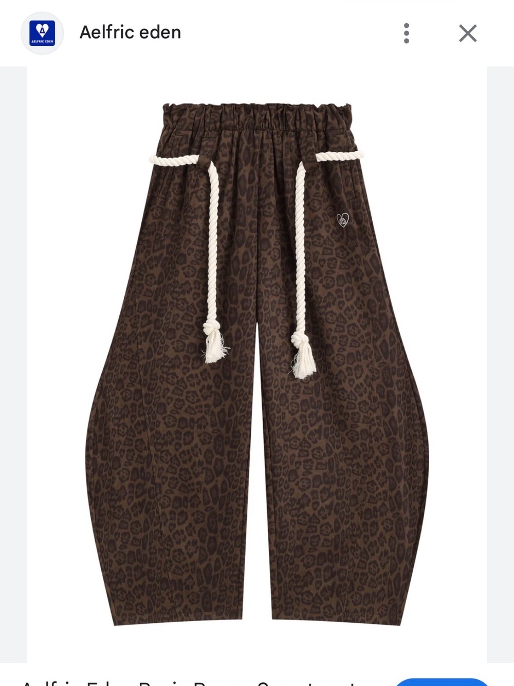 Aelfric Eden Brown Leopard Print Kids Joggers with White Rope Ties
